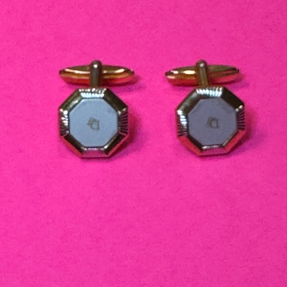 Dior Gold and Gray Octagonal Cufflinks - Picture 2 of 8